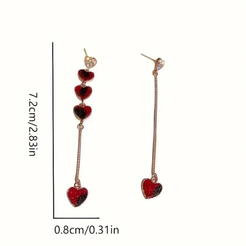 Vintage Heart Chain Earrings ❤️ 925 Silver Posts | Holiday Gift for Her